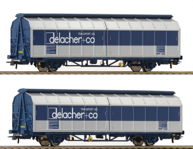 Double unit Sliding wall boxcar delacher + co<br /><a href='images/pictures/Roco/Roco-76877.jpg' target='_blank'>Full size image</a>